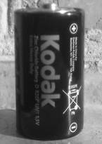 Black-and-white photo of Kodak battery