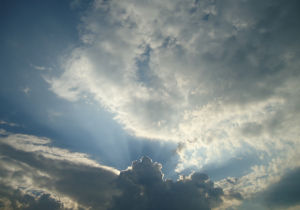 Rays of light in the sky